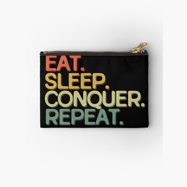 Item preview, Eat Sleep Conquer Repeat - Funny Retro Vintage Colors Typography Satire designed and sold by FunnyHomeQuotes.
