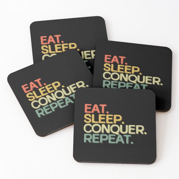 Item preview, Eat Sleep Conquer Repeat - Funny Retro Vintage Colors Typography Satire designed and sold by FunnyHomeQuotes.