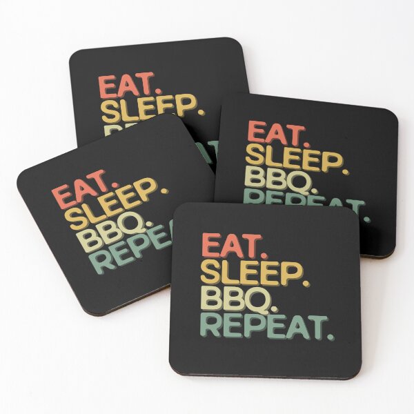 Item preview, Eat Sleep BBQ Repeat - Funny Retro Vintage Colors Typography Satire designed and sold by FunnyHomeQuotes.
