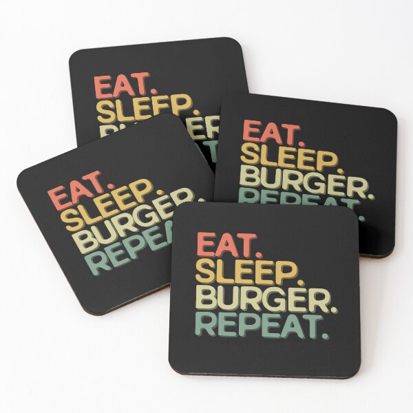 Item preview, Eat Sleep Burger Repeat - Funny Retro Vintage Colors Typography Satire designed and sold by FunnyHomeQuotes.