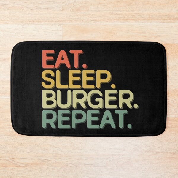 Item preview, Eat Sleep Burger Repeat - Funny Retro Vintage Colors Typography Satire designed and sold by FunnyHomeQuotes.