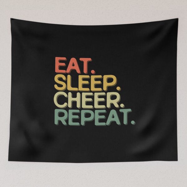 Item preview, Eat Sleep Cheer Repeat - Funny Retro Vintage Colors Typography Satire designed and sold by FunnyHomeQuotes.
