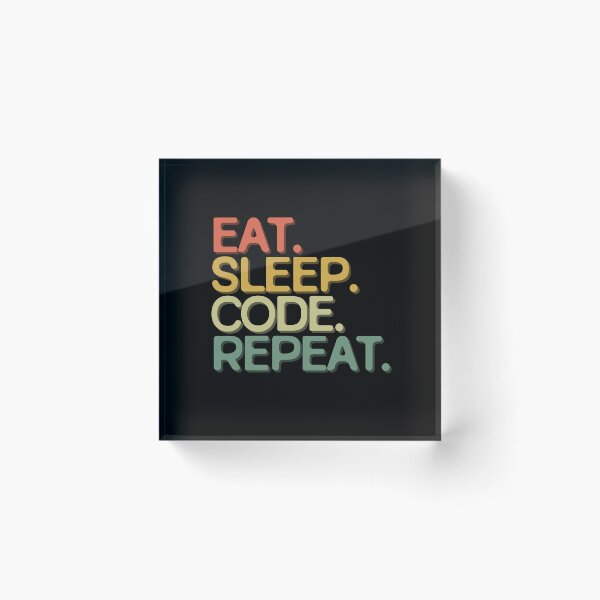 Item preview, Eat Sleep Code Repeat - Funny Retro Vintage Colors Typography Satire designed and sold by FunnyHomeQuotes.