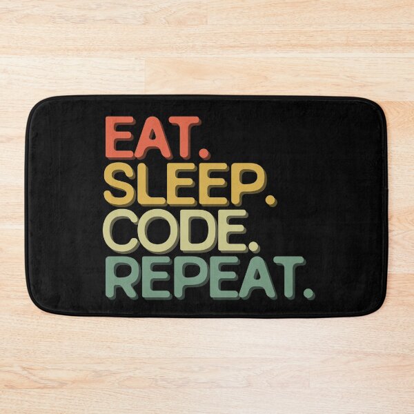 Item preview, Eat Sleep Code Repeat - Funny Retro Vintage Colors Typography Satire designed and sold by FunnyHomeQuotes.