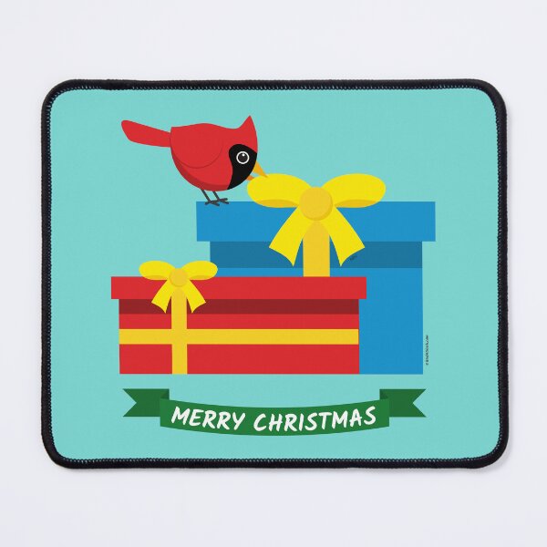Item preview, Cute Red Cardinal Opening A Blue Gift designed and sold by BirdAtWork.