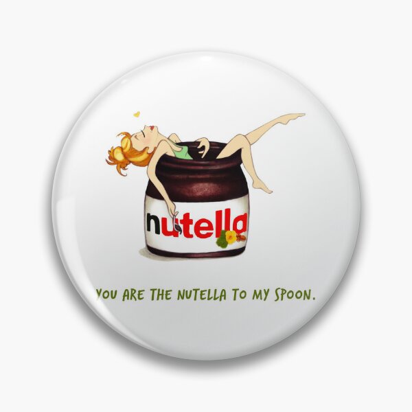 Badge Epingle 38mm métal Button Pin I love nutella j'aime gros pot blanc cuisine 