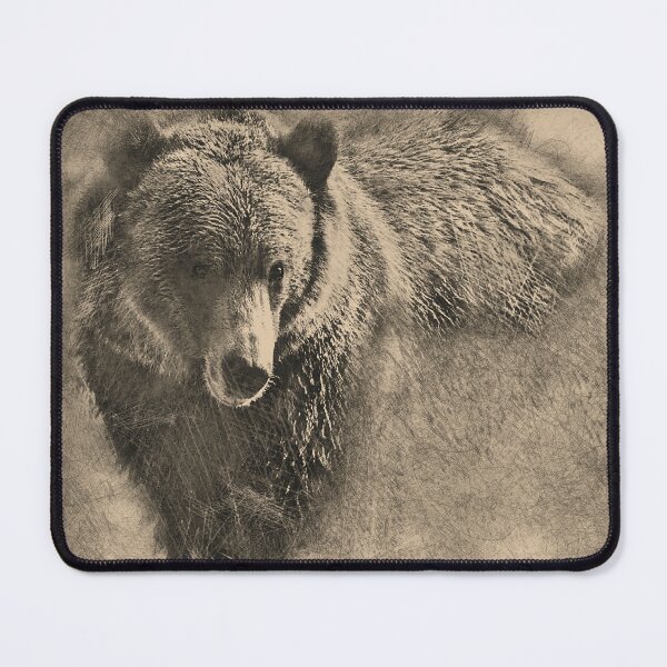Artikelvorschau, Grizzly Bear Rustikale Tierwelt Bleistiftillustration entworfen und verkauft von William63.
