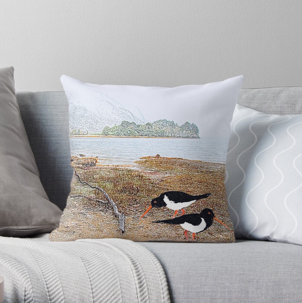 Oyster catchers Throw Pillow