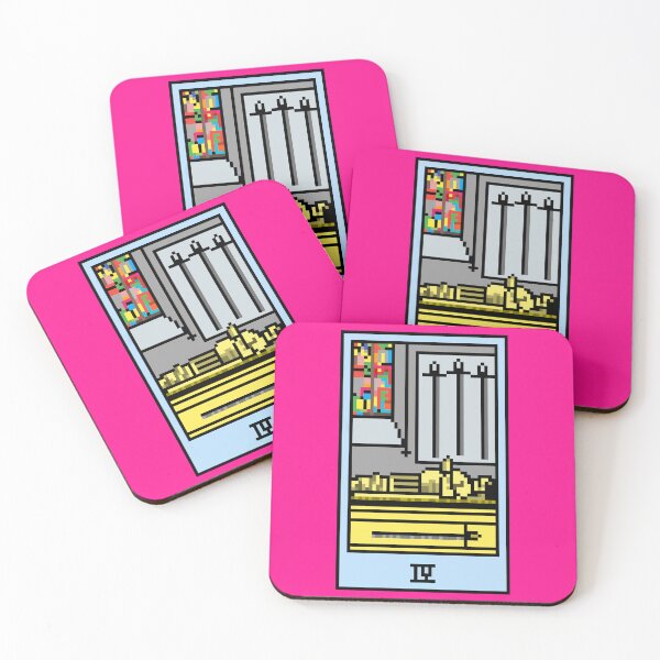 Artikelvorschau, Moment, ist das Pixel-Art-Tarot? Pink – Minor Arcana „Vier der Schwerter“ (Design für T-Shirt, Aufkleber und andere Accessoires) entworfen und verkauft von Pixel Waite.