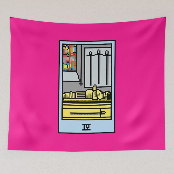 Artikelvorschau, Moment, ist das Pixel-Art-Tarot? Pink – Minor Arcana „Vier der Schwerter“ (Design für T-Shirt, Aufkleber und andere Accessoires) entworfen und verkauft von Pixel Waite.