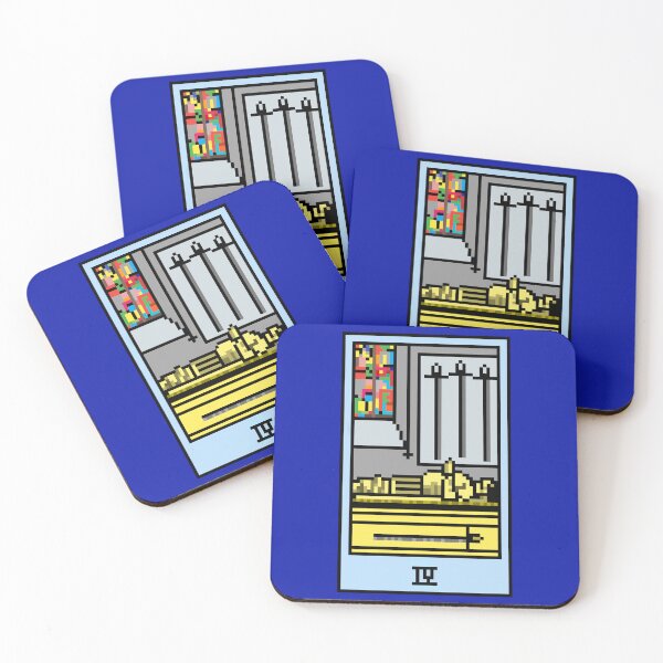 Item preview, Wait, is this pixel art tarot? Blue - Minor Arcana 'Four of Swords' (Design for T-shirt, stickers and other accessories) designed and sold by Pixel Waite.