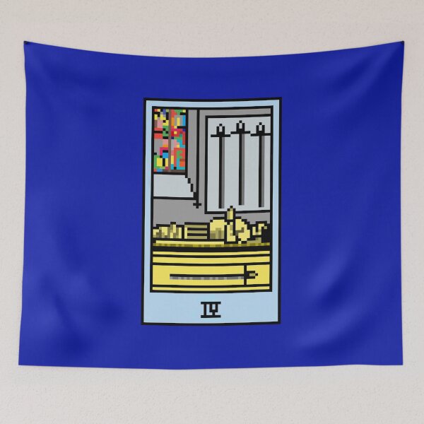 Item preview, Wait, is this pixel art tarot? Blue - Minor Arcana 'Four of Swords' (Design for T-shirt, stickers and other accessories) designed and sold by Pixel Waite.