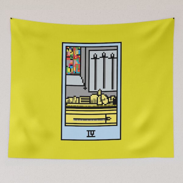 Item preview, Wait, is this pixel art tarot? Yellow - Minor Arcana 'Four of Swords' (Design for T-shirt, stickers and other accessories) designed and sold by Pixel Waite.
