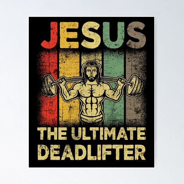Item preview, Jesus The Ultimate Deadlifter Gym Working Out Fitness Vintage designed and sold by Stephen-Rotter.