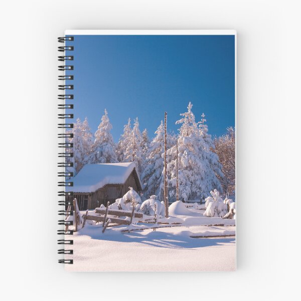 Item preview, Small farm in snow with pine trees designed and sold by hardscuffle.