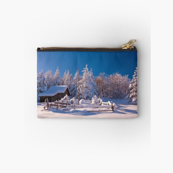 Item preview, Small farm in snow with pine trees designed and sold by hardscuffle.
