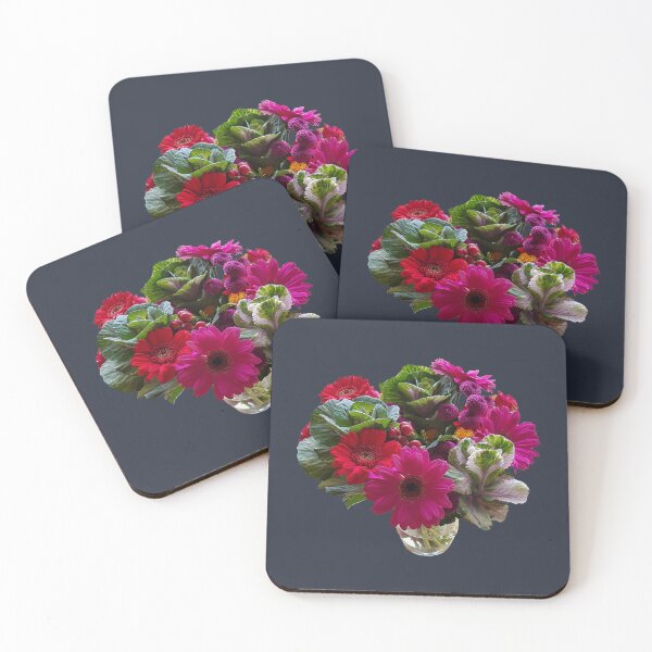 Item preview, Cool Color Flower Arrangement in Vase on Dark Blue Square designed and sold by ellenhenry.