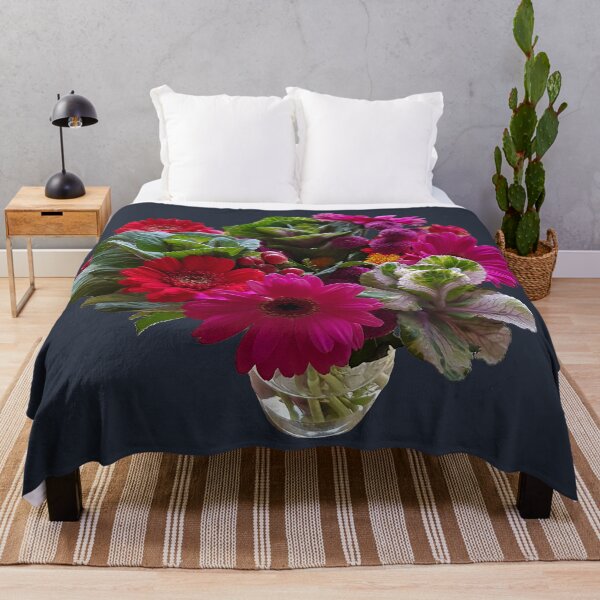 Item preview, Cool Color Flower Arrangement in Vase on Dark Blue Square designed and sold by ellenhenry.