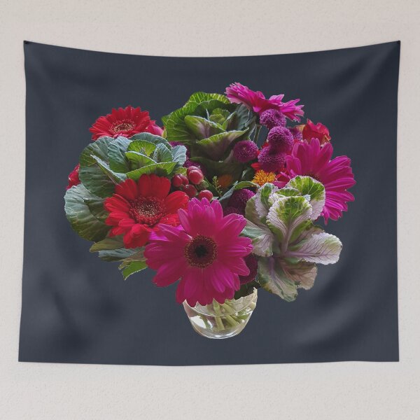 Item preview, Cool Color Flower Arrangement in Vase on Dark Blue Square designed and sold by ellenhenry.