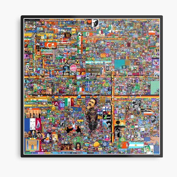 r/Place Artwork 2022 10K Resolution Morning of April 4th.  Metal Print