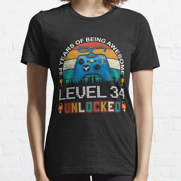 34 Years Of Being Awesome Level 34 Unlocked Gamer Essential T-Shirt