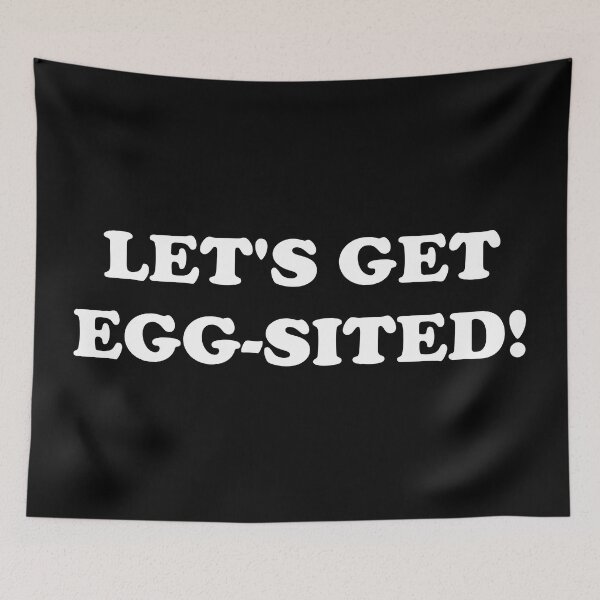 Item preview, Easter Egg coordinator Pun Let's get excited - Let's get egg-sited! Easter Egg Hunt Activities coordinator white playful typography designed and sold by Deegital18.