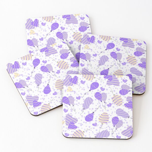 Item preview, Birthday Party Ballons with Confetti (white-purple) designed and sold by Dorina Larsdotter.