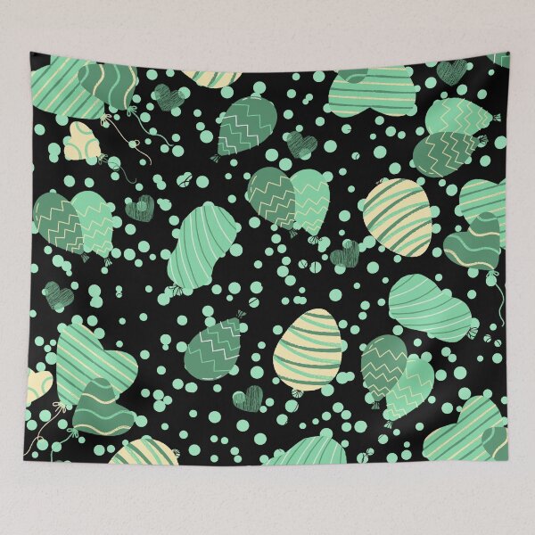 Item preview, Birthday Party Ballons with Confetti (black-green) designed and sold by Dorina Larsdotter.