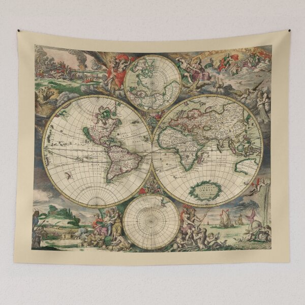 Item preview, Explore the World Unisex All Over Print Vintage Rustic World Map 1689 designed and sold by DonaldsGraphics.