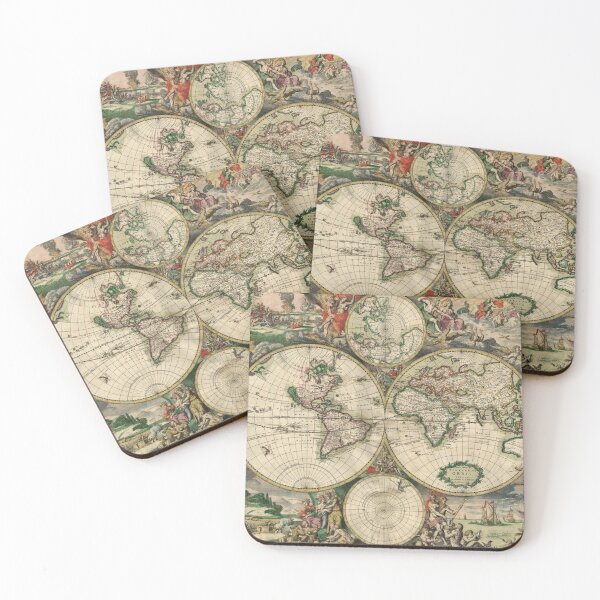 Item preview, Explore the World Unisex All Over Print Vintage Rustic World Map 1689 designed and sold by DonaldsGraphics.