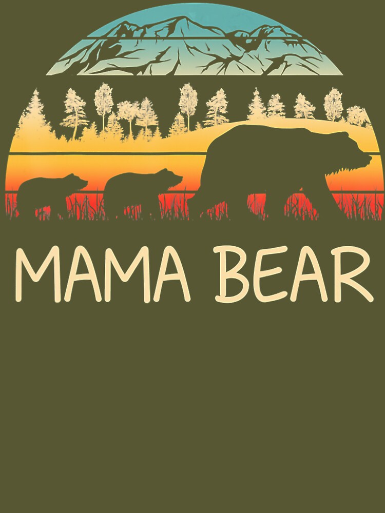 Mama Bear With 2 Cubs Tee Retro Mountains Mother's Day Shirt