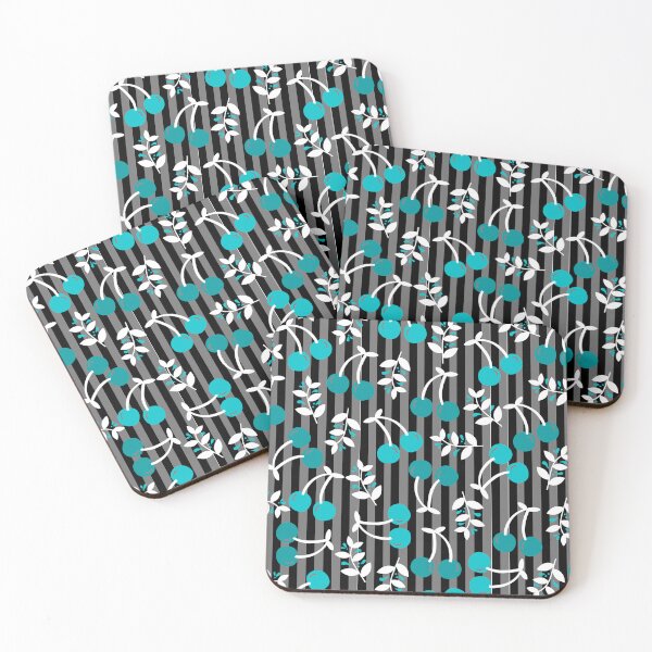Item preview, Cherry Bomb on the table Pattern (black-blue) designed and sold by Dorina Larsdotter.