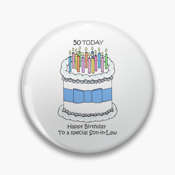 Item preview, Son in Law Happy 50th Birthday Cartoon Cake and Candles designed and sold by KateTaylor.