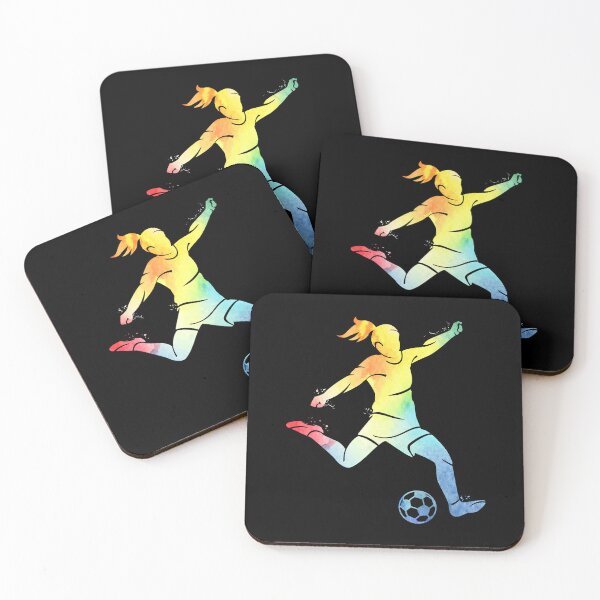 Item preview, Women playing soccer kicking the ball multicolor girl soccer designed and sold by tamara-art.