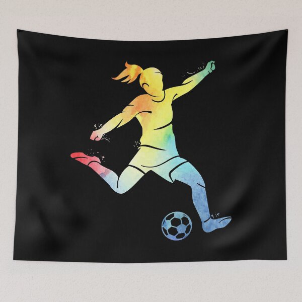 Item preview, Women playing soccer kicking the ball multicolor girl soccer designed and sold by tamara-art.