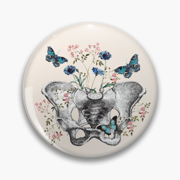 Item preview, Blue cornflower and female bones of the pelvis, feminism, anatomy, floral anatomical art designed and sold by Collagedream.