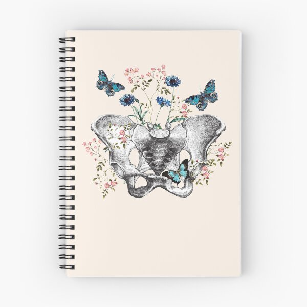 Item preview, Blue cornflower and female bones of the pelvis, feminism, anatomy, floral anatomical art designed and sold by Collagedream.