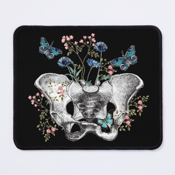 Item preview, Blue cornflower and female bones of the pelvis, feminism, anatomy, floral anatomical art designed and sold by Collagedream.