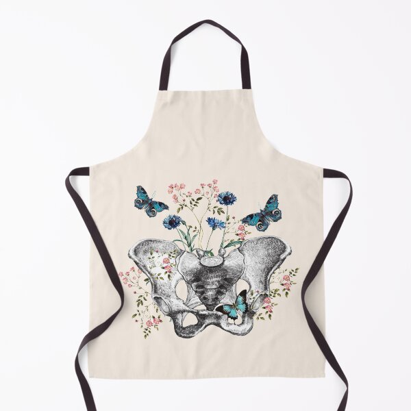 Item preview, Blue cornflower and female bones of the pelvis, feminism, anatomy, floral anatomical art designed and sold by Collagedream.