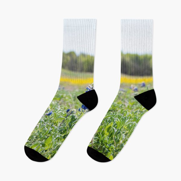 Item preview, Bluebonnet flowers in field with yellow background designed and sold by Stretch Clendennen.