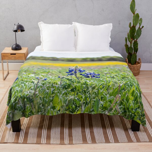 Item preview, Bluebonnet flowers in field with yellow background designed and sold by Stretch Clendennen.