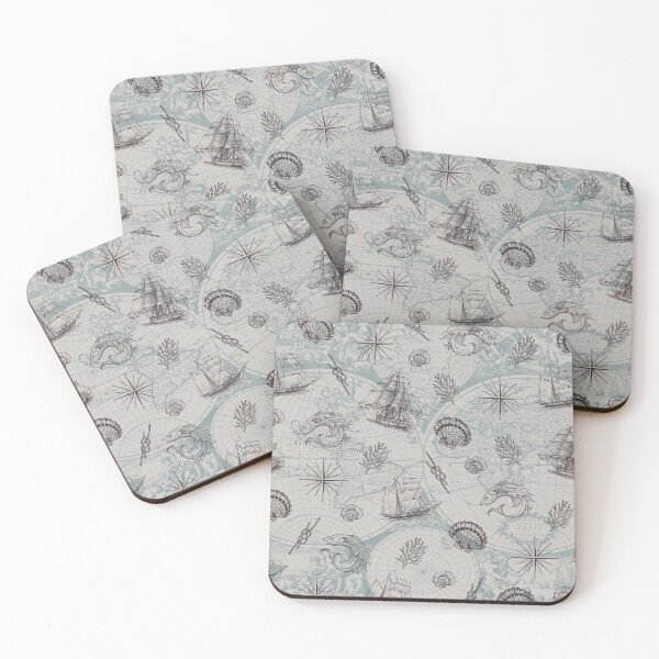 Item preview, Brown and Blue Vintage Nautical Summer Pattern designed and sold by CynthiaGraphics.