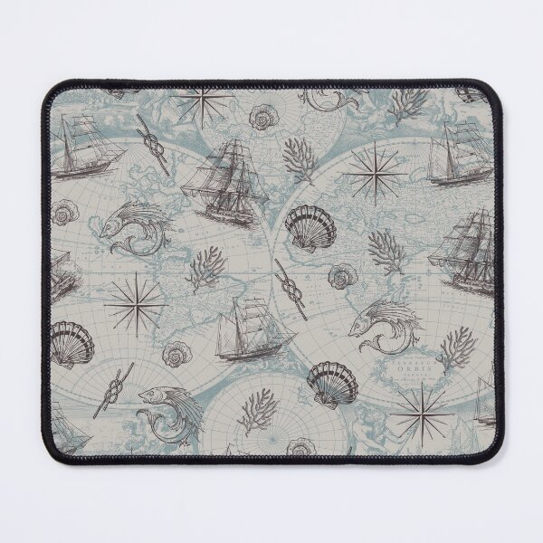 Item preview, Brown and Blue Vintage Nautical Summer Pattern designed and sold by CynthiaGraphics.