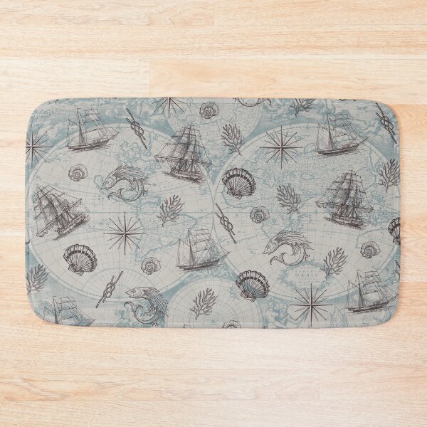 Item preview, Brown and Blue Vintage Nautical Summer Pattern designed and sold by CynthiaGraphics.