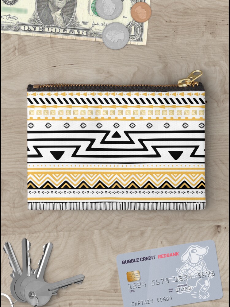 Thumbnail 3 of 4, Zipper Pouch, Aztec Pattern Cadmium - Large designed and sold by kernowerno.
