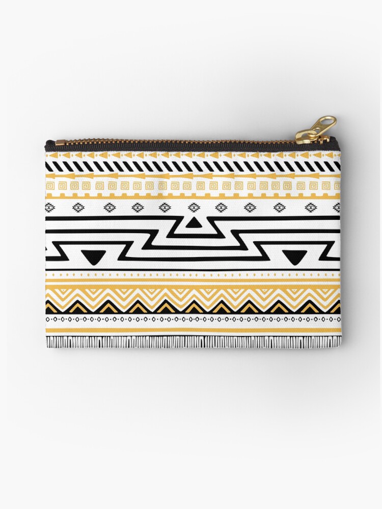 Thumbnail 1 of 4, Zipper Pouch, Aztec Pattern Cadmium - Large designed and sold by kernowerno.