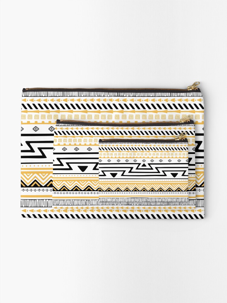 Thumbnail 2 of 4, Zipper Pouch, Aztec Pattern Cadmium - Large designed and sold by kernowerno.