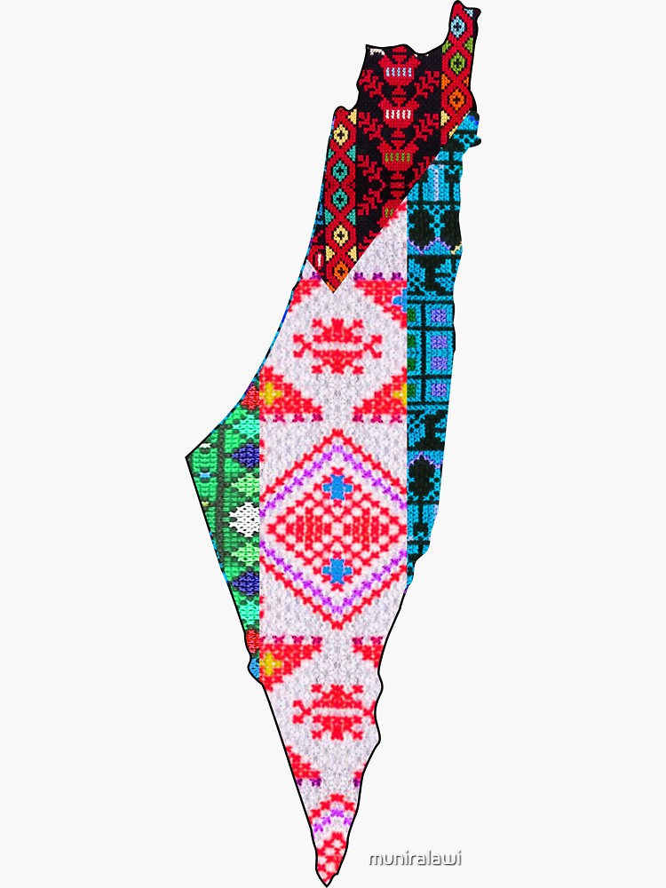 "Palestinian Mixed Embroidery Map Print" Sticker By Muniralawi | Redbubble