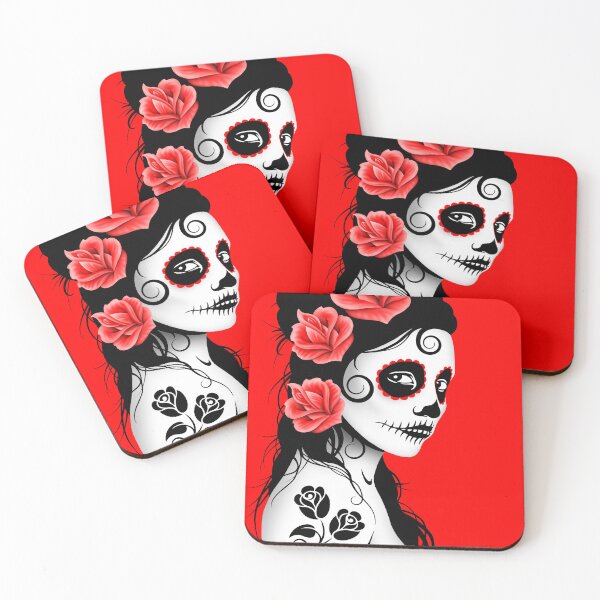Item preview, Red Day of the Dead Sugar Skull Girl designed and sold by JeffBartels.