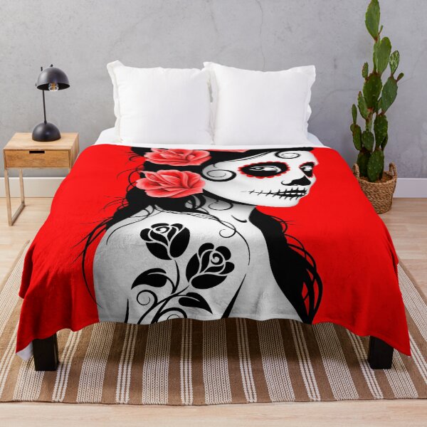 Item preview, Red Day of the Dead Sugar Skull Girl designed and sold by JeffBartels.